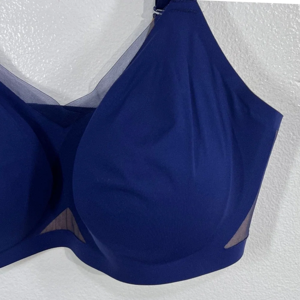 Honeylove CrossOver Wireless Liftwear Bra 40DD 40E Astral Navy Mesh Smoothing